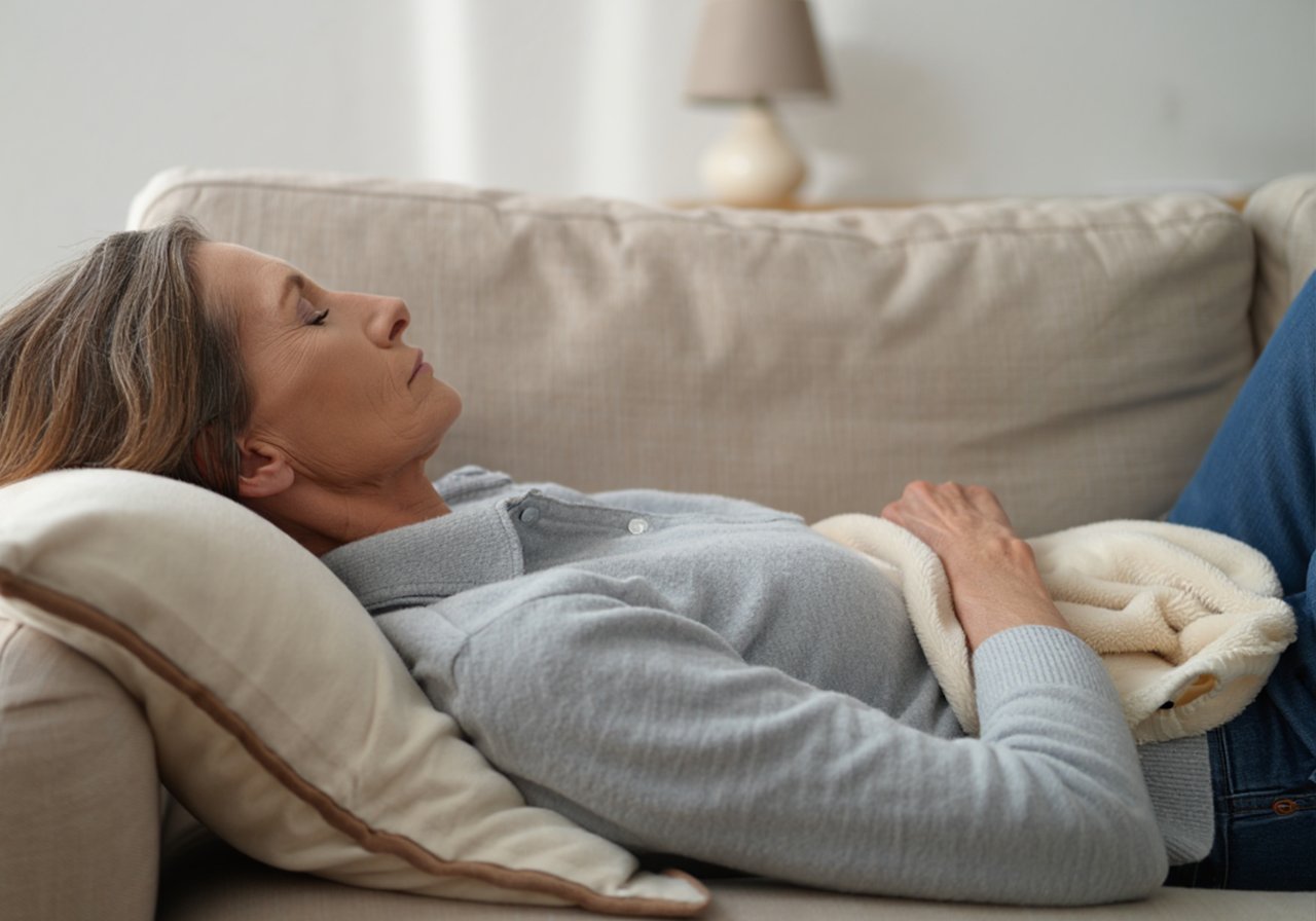Женщина лежит на диване
